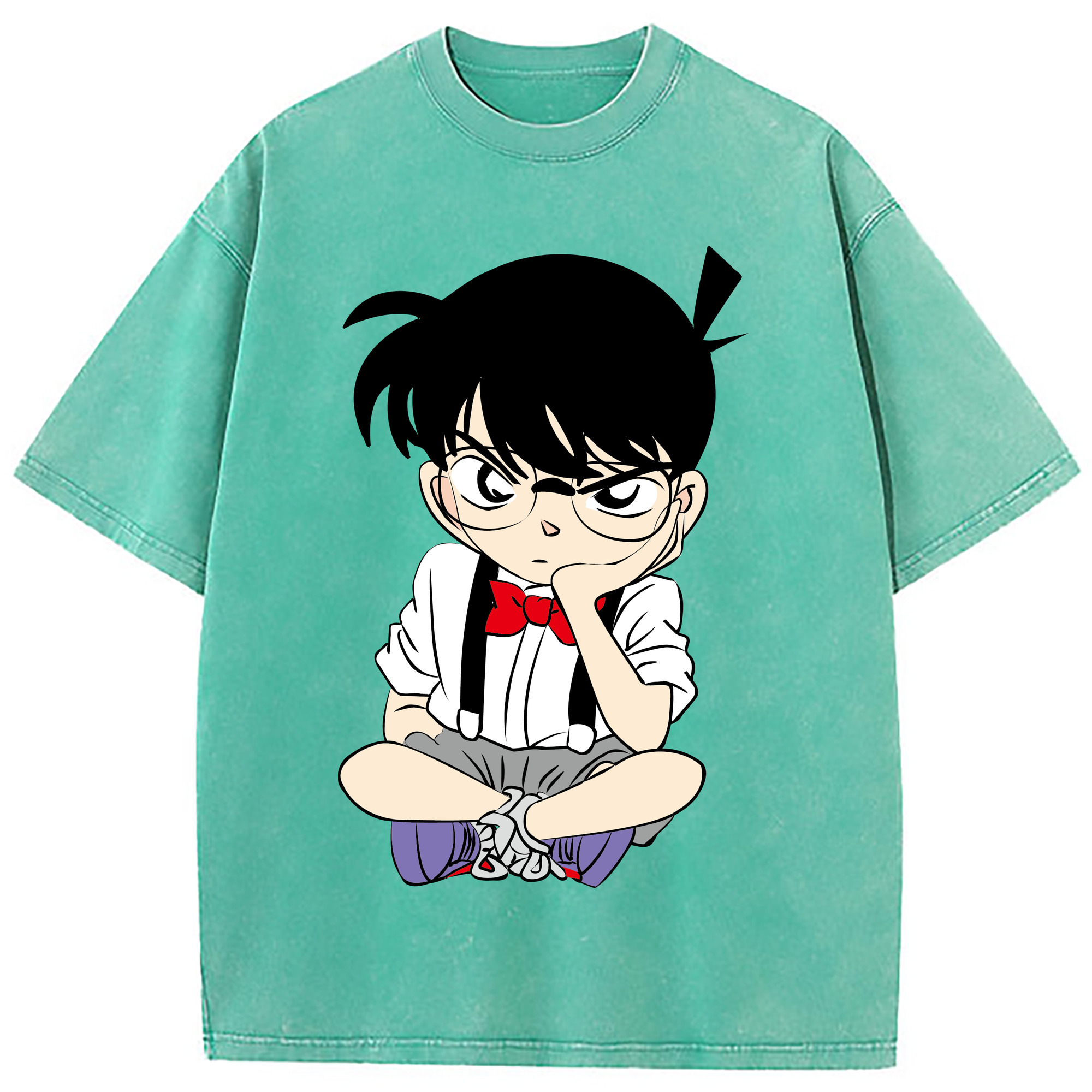 （画像用） 名探偵コナン 江戸川 コナン Detective Conan Conan Edogawa 綿100% ヴィンテージ風 半袖Tシャツ（フロントプリント）